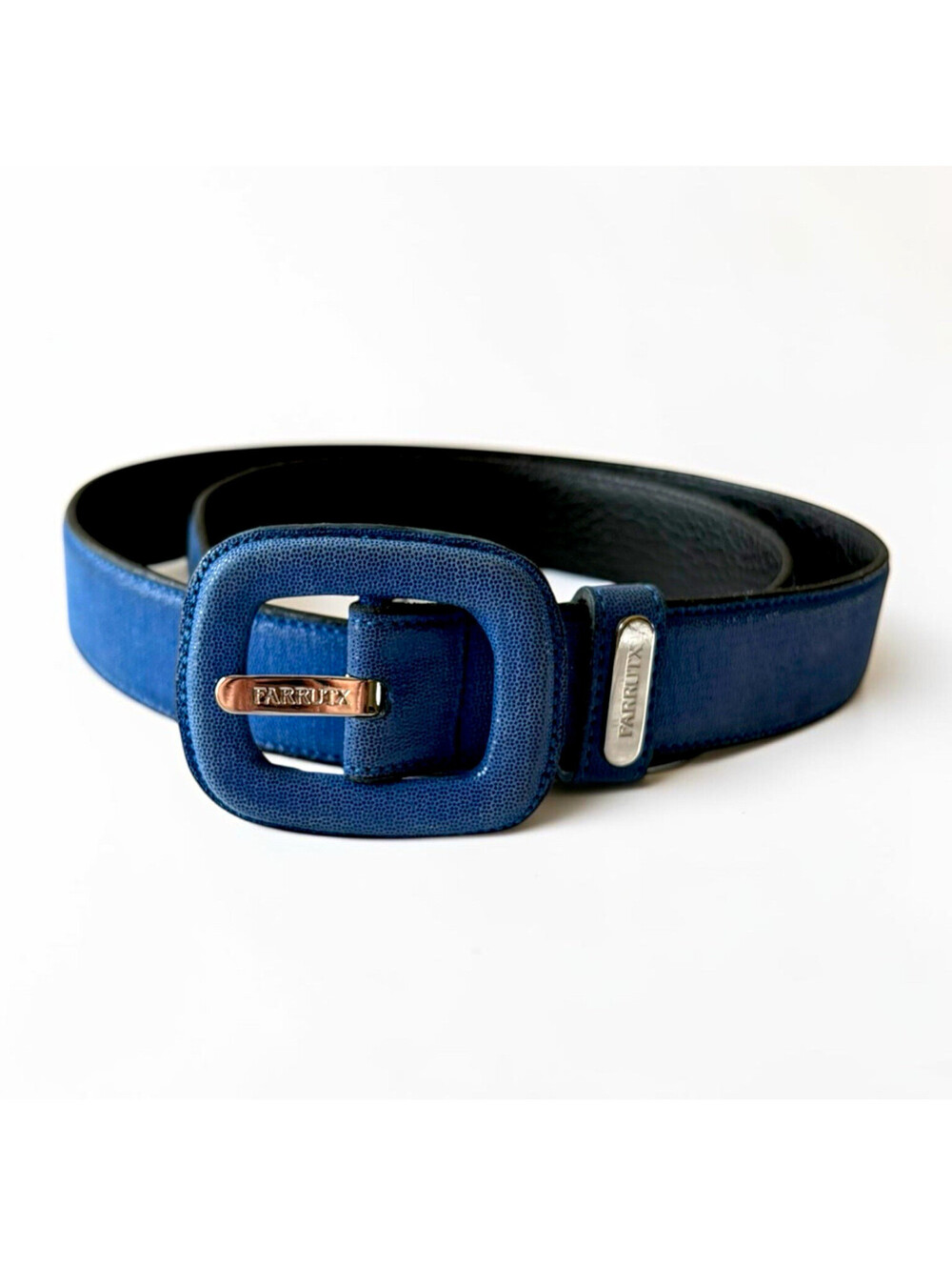 Farrutx Spain Cobalt Blue Leather Belt with Matching Buckle (Size 80/32)